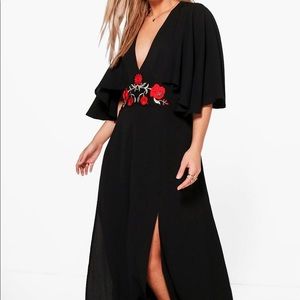 Plus Black Embroidered Maxi Dress